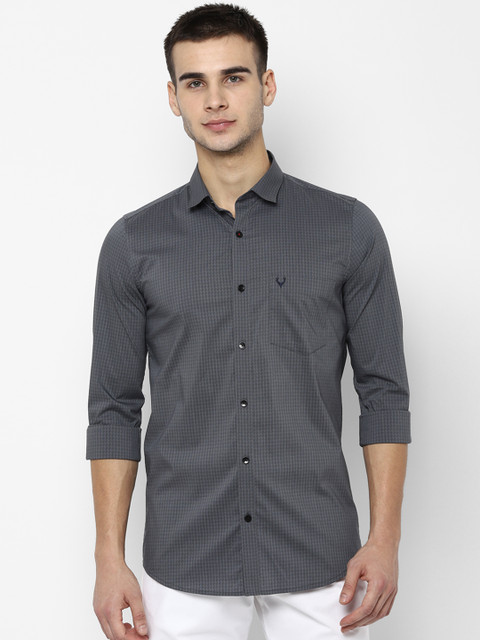 

Allen Solly Men Charcoal Grey Slim Fit Checked Casual Shirt