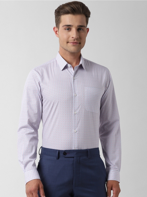 

Peter England Men White & Pink Slim Fit Printed Formal Shirt