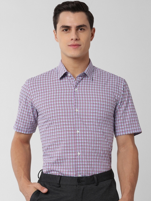 

Peter England Men Purple & Maroon Regular Fit Checked Formal Shirt