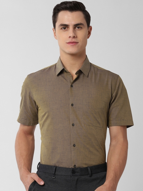 

Peter England Men Khaki Regular Fit Self Design Formal Shirt