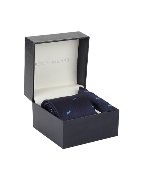 

Peter England Men Navy Blue Patterned Accessory Gift Set