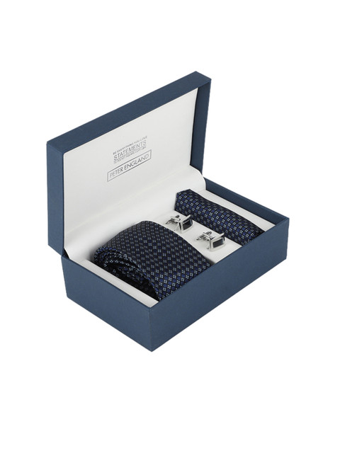 

Peter England Men Navy Blue & White Accessory Gift Set