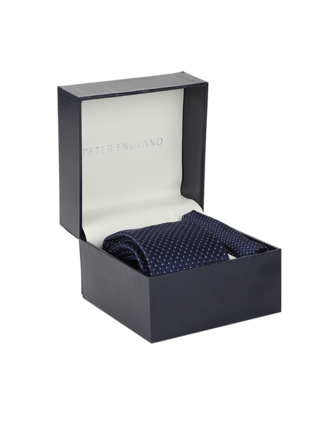 

Peter England Men Navy Blue Tie & Pocket Square Accessory Gift Set