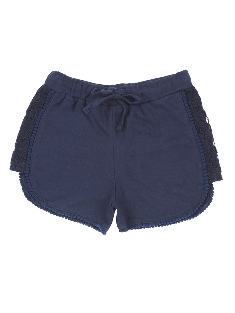 

Pantaloons Junior Girls Navy Blue Self Design Regular Fit Hot Pants