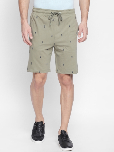 

Urban Ranger by pantaloons Men Olive Green Printed Regular Fit Regular Shorts
