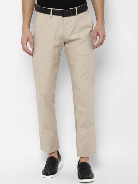 

Allen Solly Men Beige Tapered Fit Self Design Regular Trousers