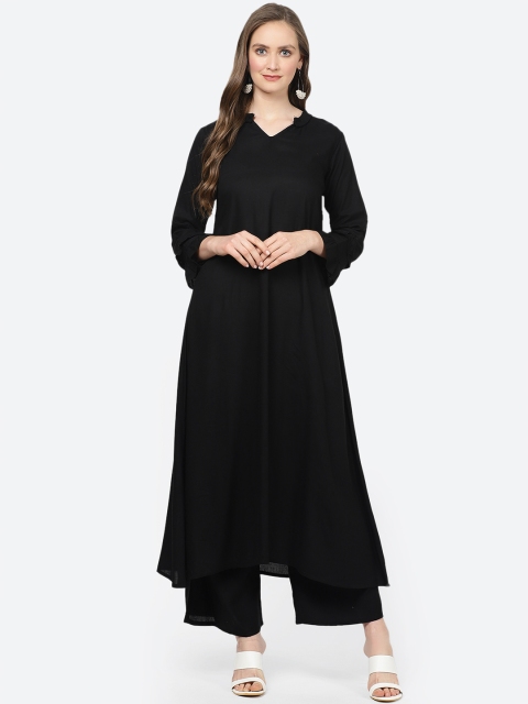 

aayusika Women Black Regular Kurta with Palazzos