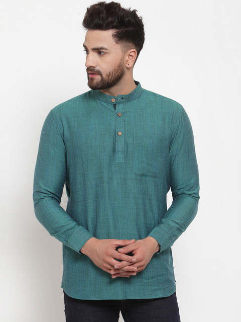 

NEUDIS Men Teal Blue Solid Straight Kurta