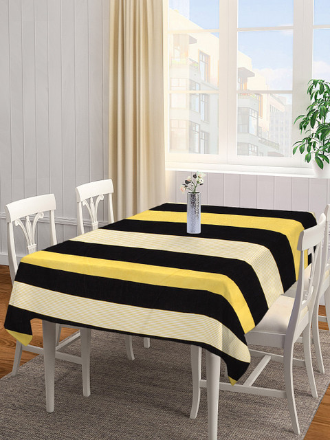 

NEUDIS Black & Yellow Striped 6-Seater Rectangular Table Cover