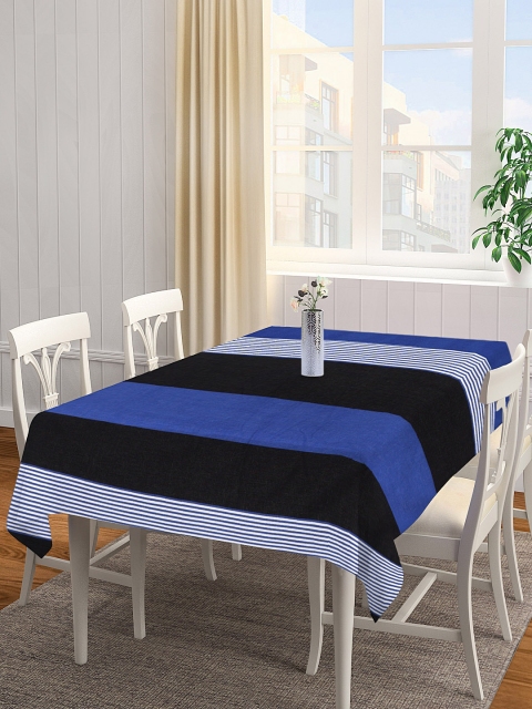 

NEUDIS Blue & Black Striped 6-Seater Rectangular Table Cover