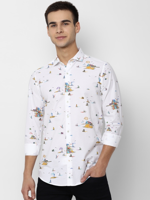 

SIMON CARTER LONDON Men White Slim Fit Printed Casual Shirt