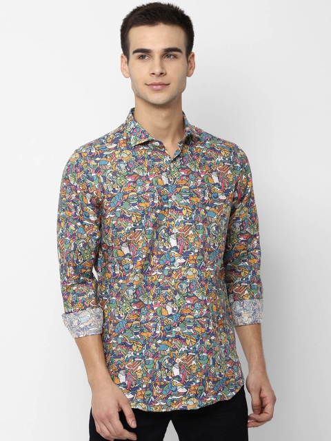 

SIMON CARTER LONDON Men Multicoloured Slim Fit Printed Cotton Linen Casual Shirt, Multi