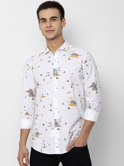 

SIMON CARTER LONDON Men White Slim Fit Printed Casual Shirt