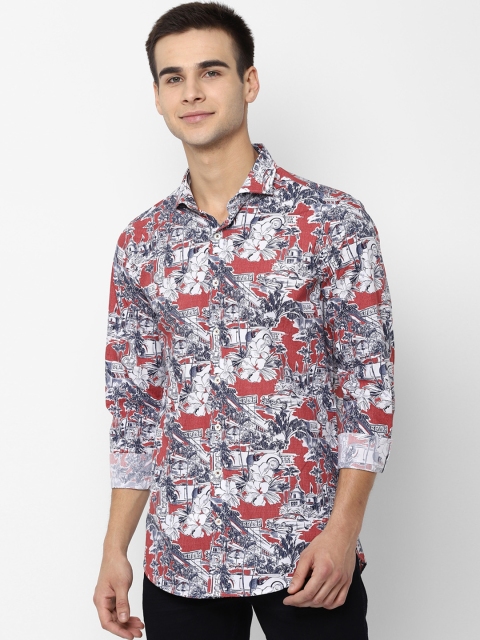 

SIMON CARTER LONDON Men Maroon & White Slim Fit Printed Casual Shirt