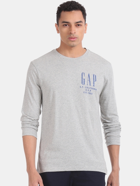 

GAP Men Grey Printed Round Neck T-shirt