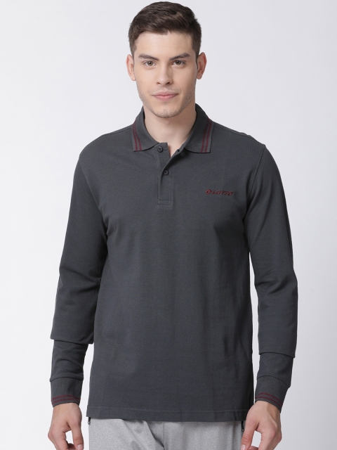 

Lotto Men Grey Solid Polo Collar T-shirt