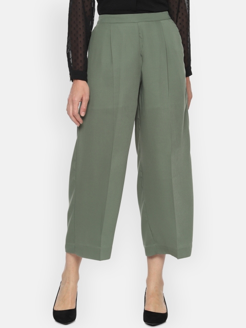 

Van Heusen Woman Women Green Regular Fit Solid Culottes