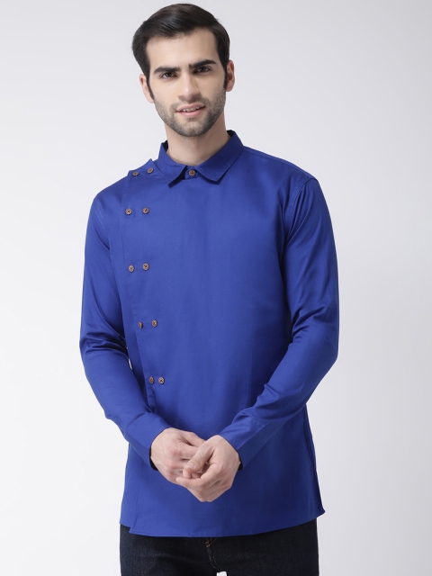 

SG LEMAN Men Blue Solid Straight Kurta