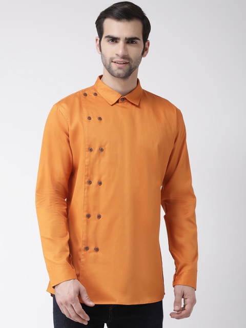 

SG LEMAN Men Mustard Yellow Solid Straight Kurta