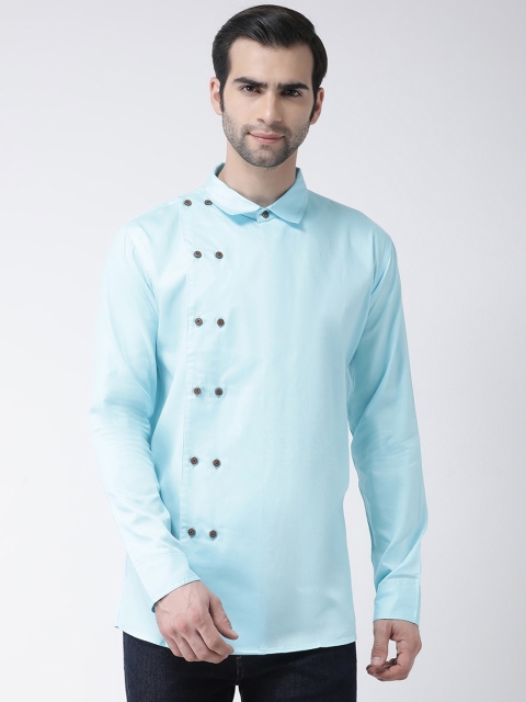 

SG LEMAN Men Turquoise Blue Solid Straight Kurta