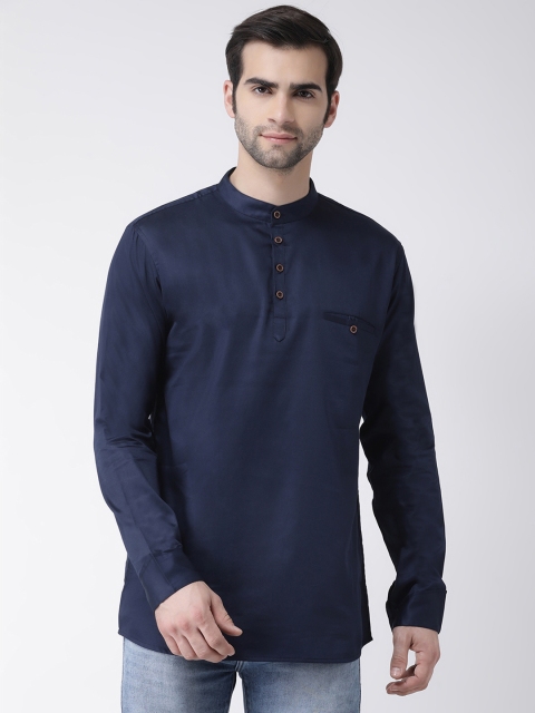 

SG LEMAN Men Navy Blue Solid Straight Kurta