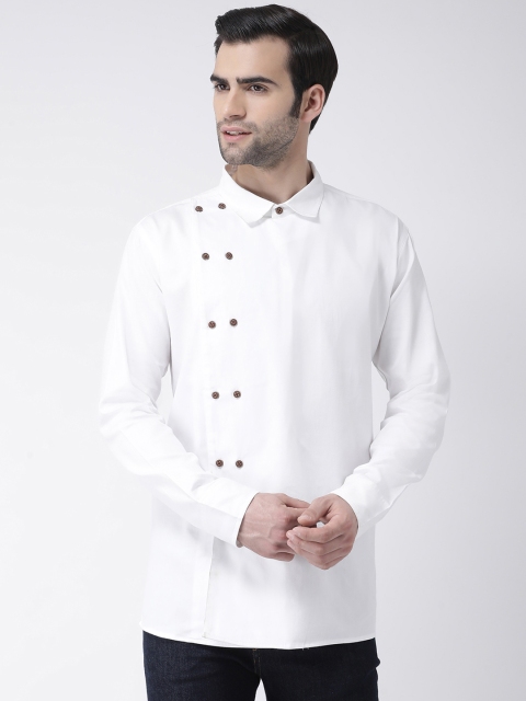 

SG LEMAN Men White Solid Straight Kurta