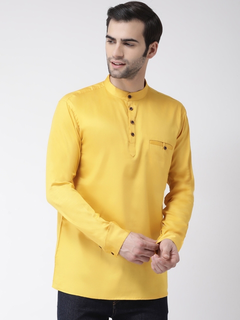 

SG LEMAN Men Yellow Solid Straight Kurta
