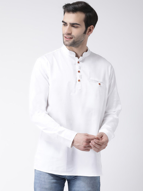 

SG LEMAN Men White Solid Straight Kurta