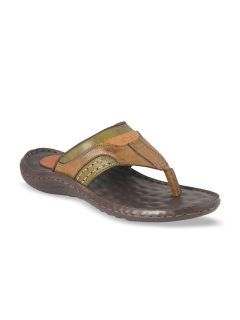 

XESS by iD Men Brown & Green Leather Comfort Sandals