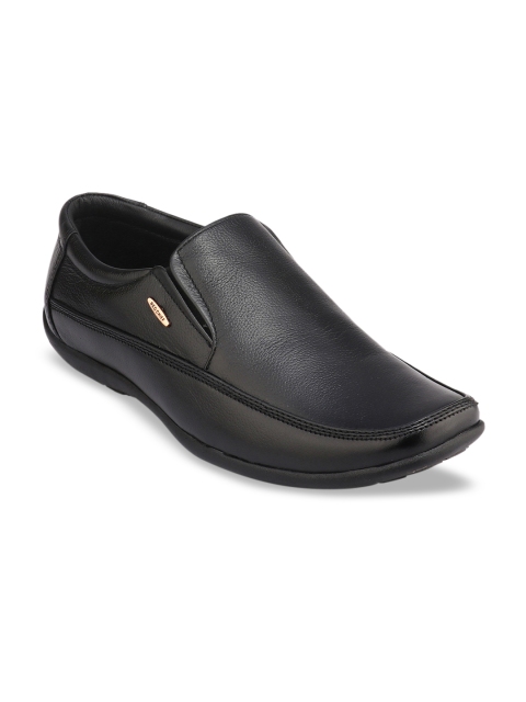 

Red Chief Men Black Solid Leather Formal Slip-Ons