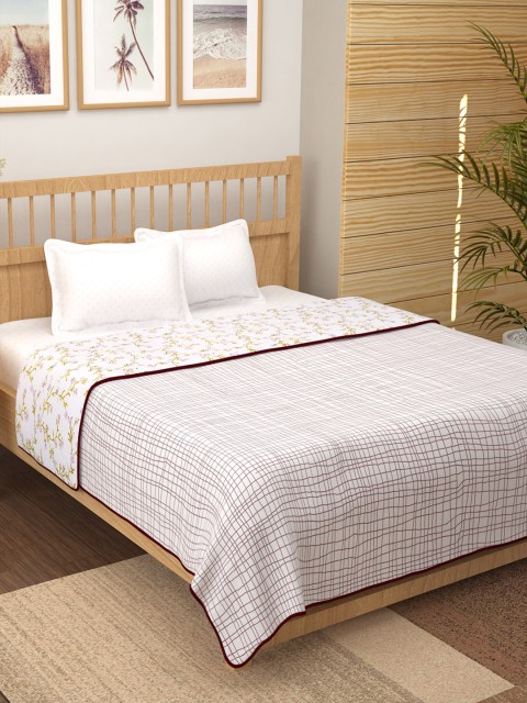 

Story@home White & Yellow Floral Mild Winter 150 GSM Double Bed Dohar