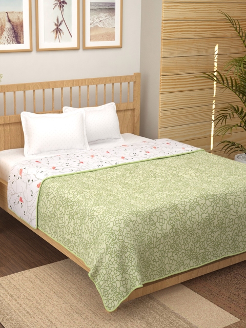 

Story@home White & Lime Green Floral Mild Winter 150 GSM Double Bed Dohar