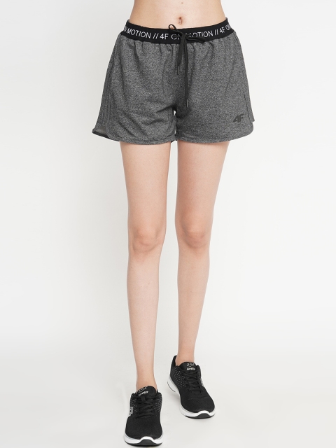 

4F Women Grey Melange Solid Slim Fit Sports Shorts