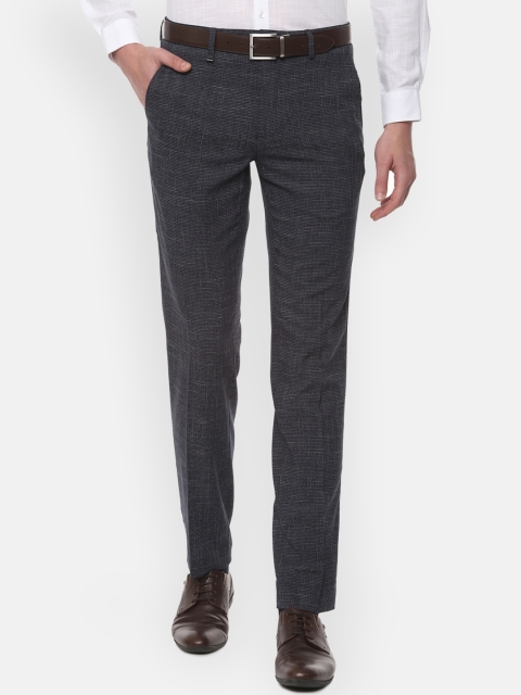 

Van Heusen Men Grey Melange Slim Fit Solid Formal Trousers