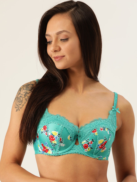 

Marks & Spencer Women Sea Green Floral Underwired Lightly Padded Balconette Bra T817725P