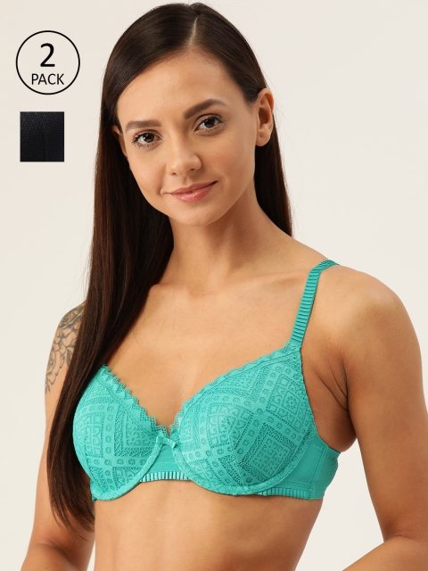 

Marks & Spencer Pack of 2 Underwired Lightly Padded Everyday Bra T338083, Sea green