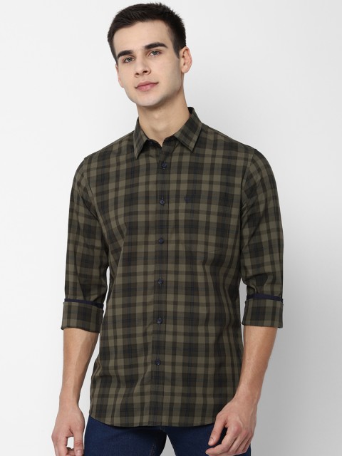 

Allen Solly Men Olive Green Slim Fit Checked Casual Shirt