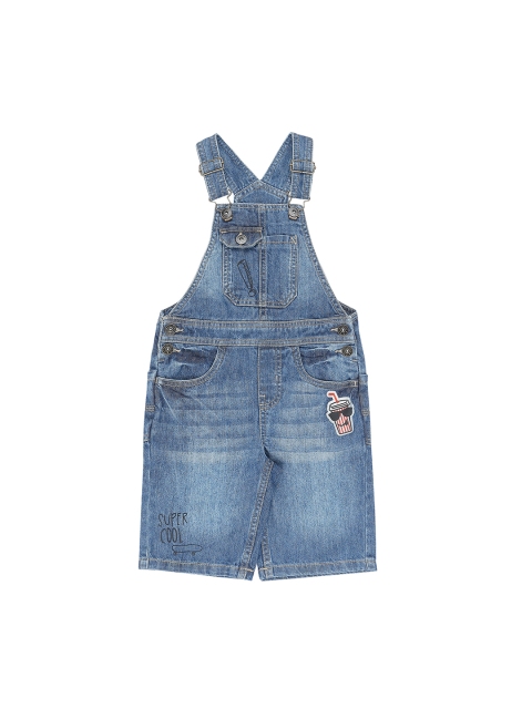 

Pantaloons Junior Boys Blue Solid Denim Dungarees