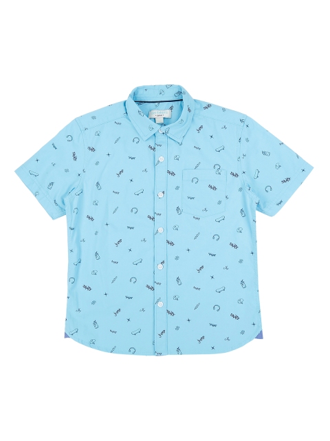 

Pantaloons Junior Boys Blue Regular Fit Printed Casual Shirt