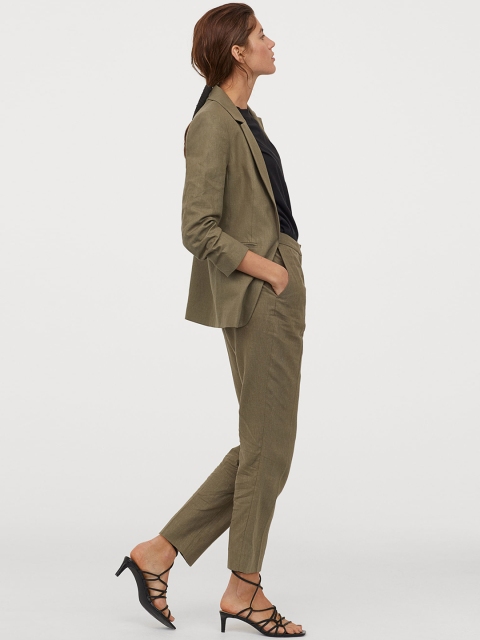 

H&M Women Olive Green Cigarette Trousers