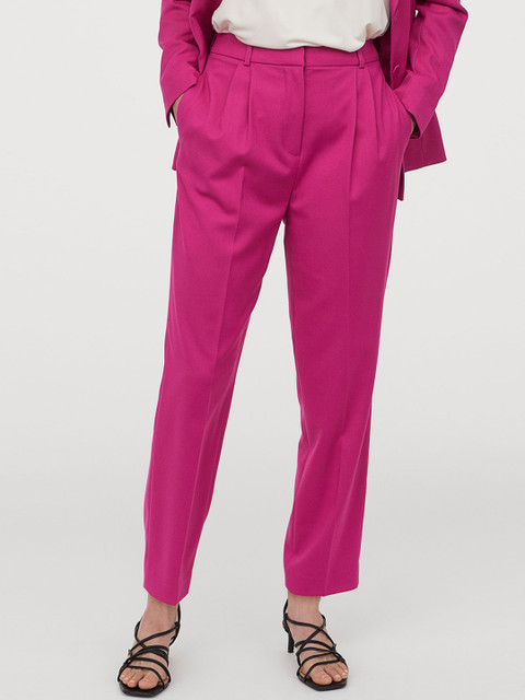 

H&M Women Pink Ankle-Length Suit Trousers