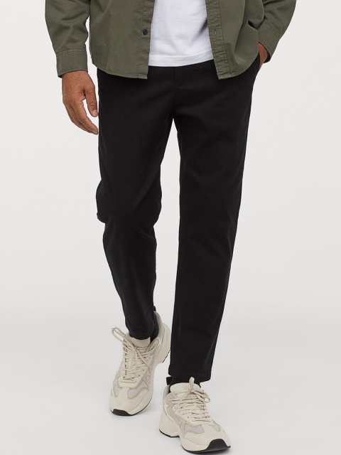 

H&M Men Black Cropped Chinos Slim Fit
