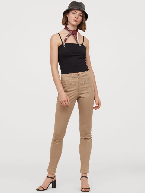 

H&M Women Beige Twill trousers High Waist