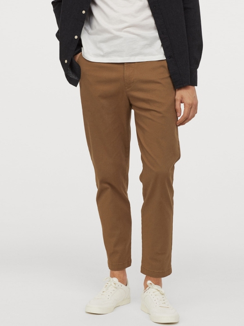 

H&M Men Brown Solid Cropped Chinos Slim Fit