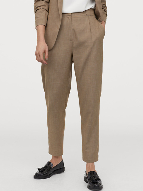 

H&M Women Khaki Solid Cigarette Trousers