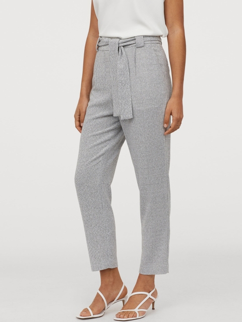 

H&M Women Grey Ankle-Length Trousers