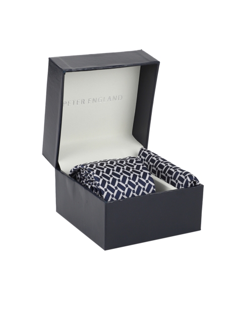 

Peter England Men Navy Blue & White Patterned Accessory Gift Set