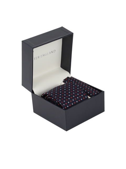 

Peter England Men Navy Blue & Red Patterned Accessory Gift Set