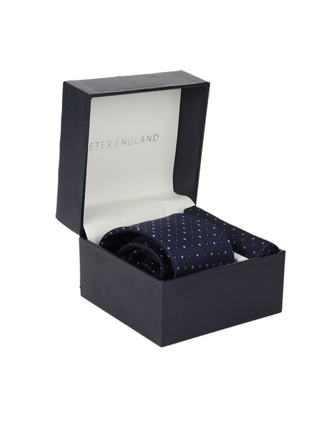 

Peter England Men Navy Blue Woven Design Accessory Gift Set