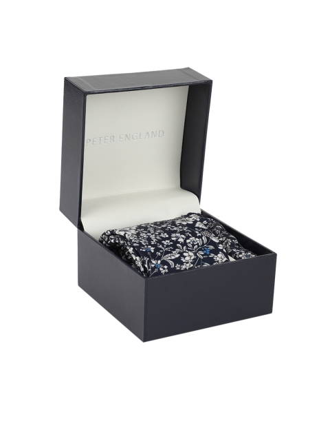 

Peter England Men Navy Blue & White Patterned Accessory Gift Set